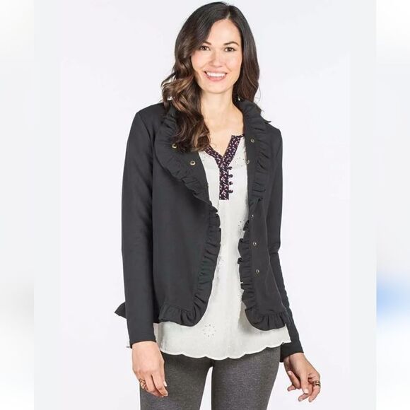 Matilda Jane All is Calm Jacket with Moto Style Snaps in Black Size S - Picture 1 of 14